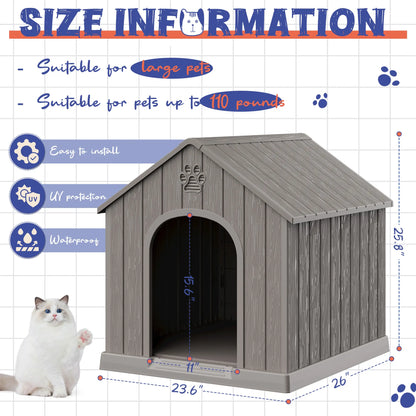 RIWENGO Elevated Waterproof Dog House - Cozy Shelter for Small to Large Dogs, Indoor & Outdoor Use, Easy to Clean & Assemble