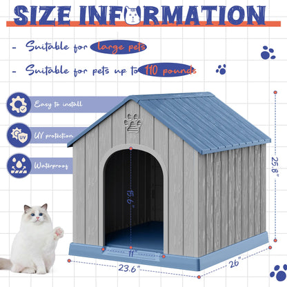 RIWENGO Elevated Waterproof Dog House - Cozy Shelter for Small to Large Dogs, Indoor & Outdoor Use, Easy to Clean & Assemble