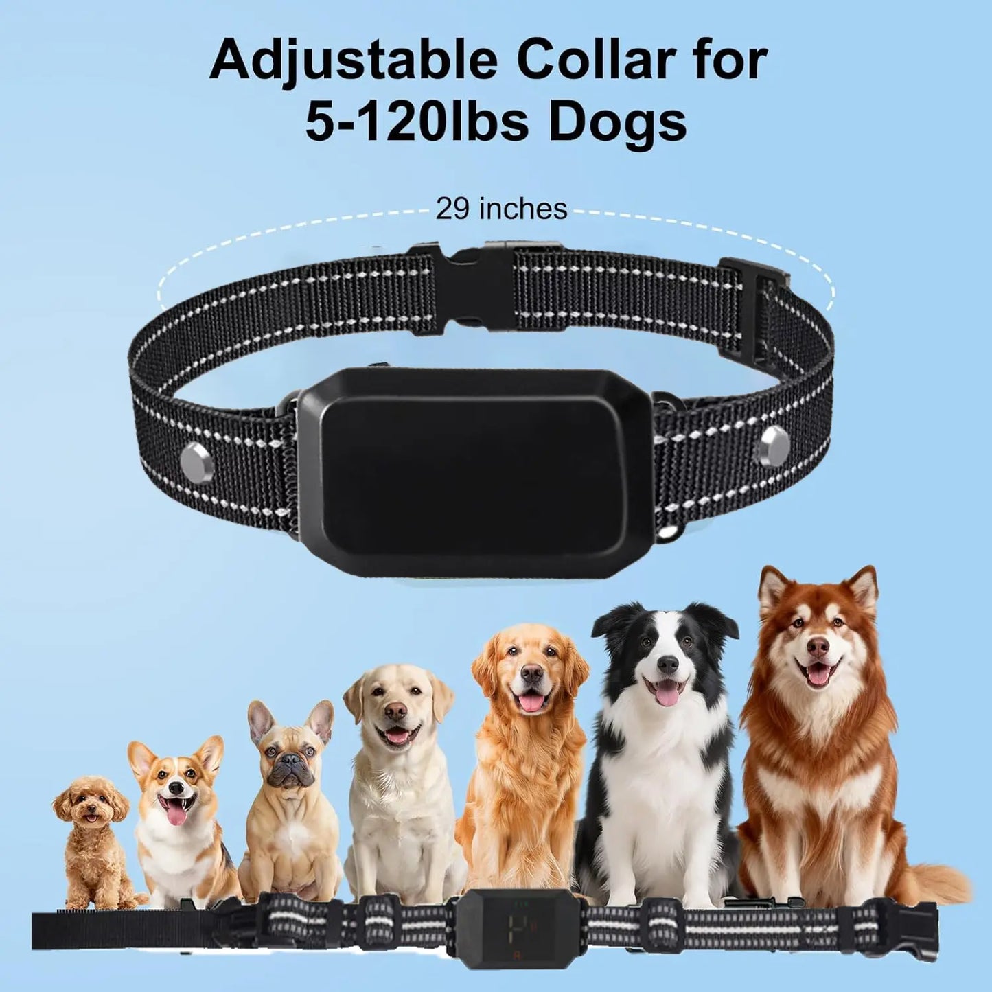 Ultimate Dog Training Collar with Shock, Vibration, Buzzer & LED Light – IPX7 Waterproof, Low Voltage, Anti-Bark & Anti-Bite Features for All Breeds