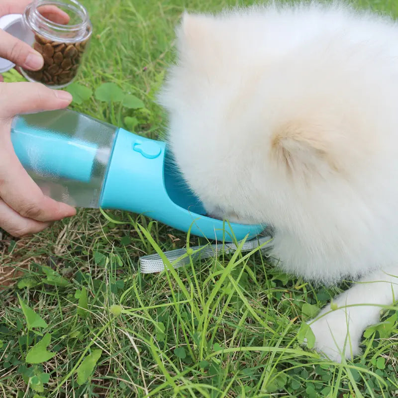 Ultimate 10 oz BPA-Free Portable Dog Water Bottle with 3-in-1 Travel Bowl, Snack Compartment, and Poop Bag Holder - Perfect for Outdoor Adventures with Large Dogs!