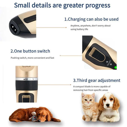 Professional Pet Electric Hair Clipper for Effortless Grooming of Cats and Dogs - Precision Blades for a Smooth Trim