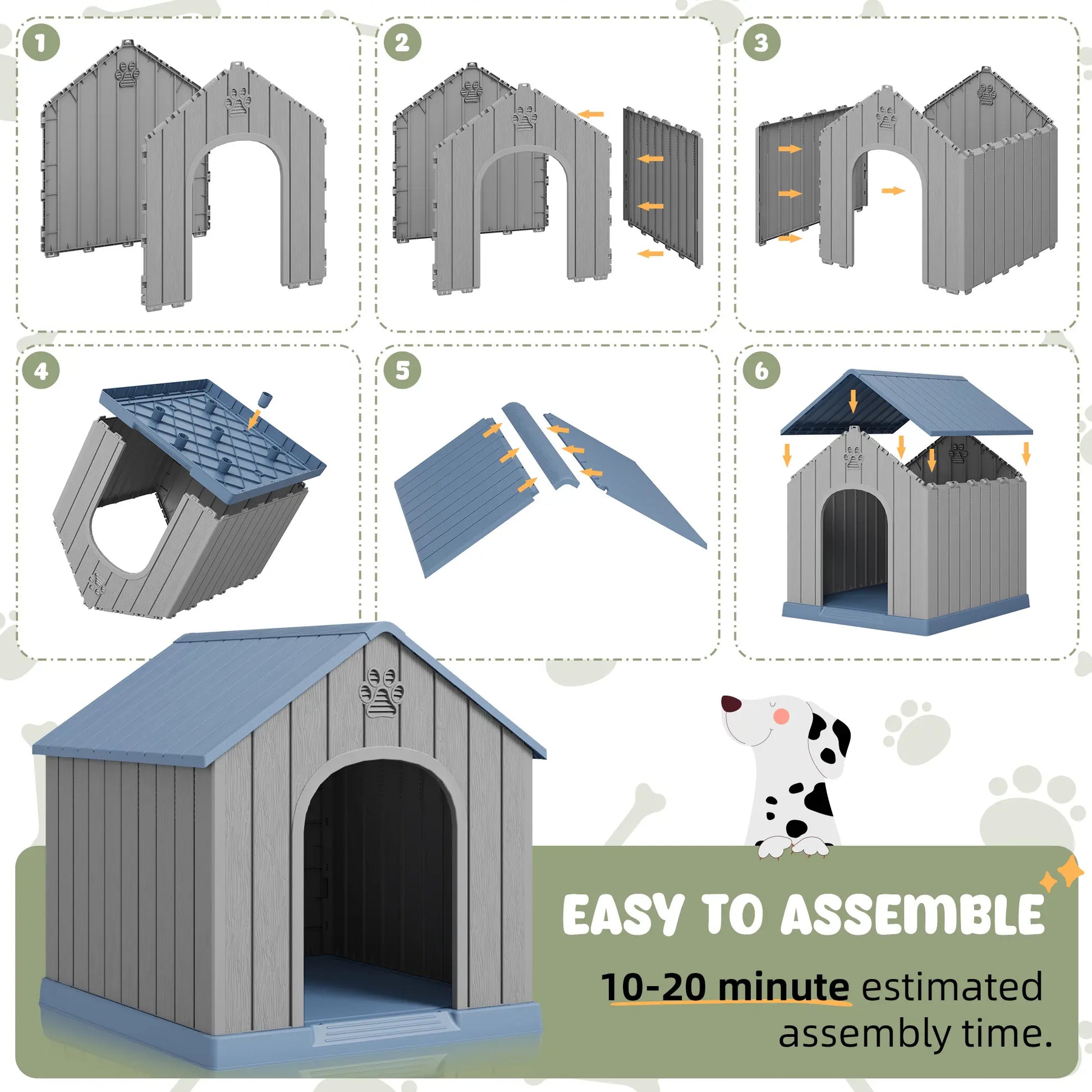 RIWENGO Elevated Waterproof Dog House - Cozy Shelter for Small to Large Dogs, Indoor & Outdoor Use, Easy to Clean & Assemble