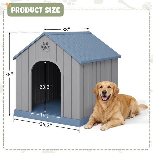 RIWENGO Elevated Waterproof Dog House - Cozy Shelter for Small to Large Dogs, Indoor & Outdoor Use, Easy to Clean & Assemble