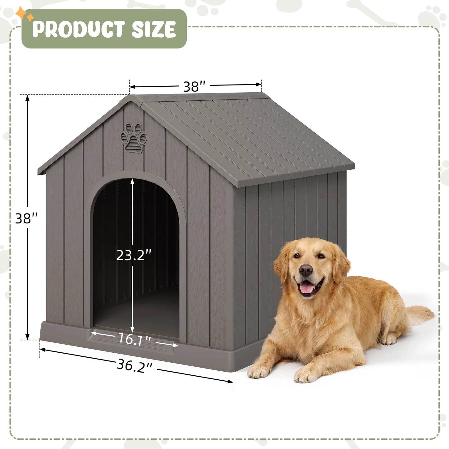 RIWENGO Elevated Waterproof Dog House - Cozy Shelter for Small to Large Dogs, Indoor & Outdoor Use, Easy to Clean & Assemble