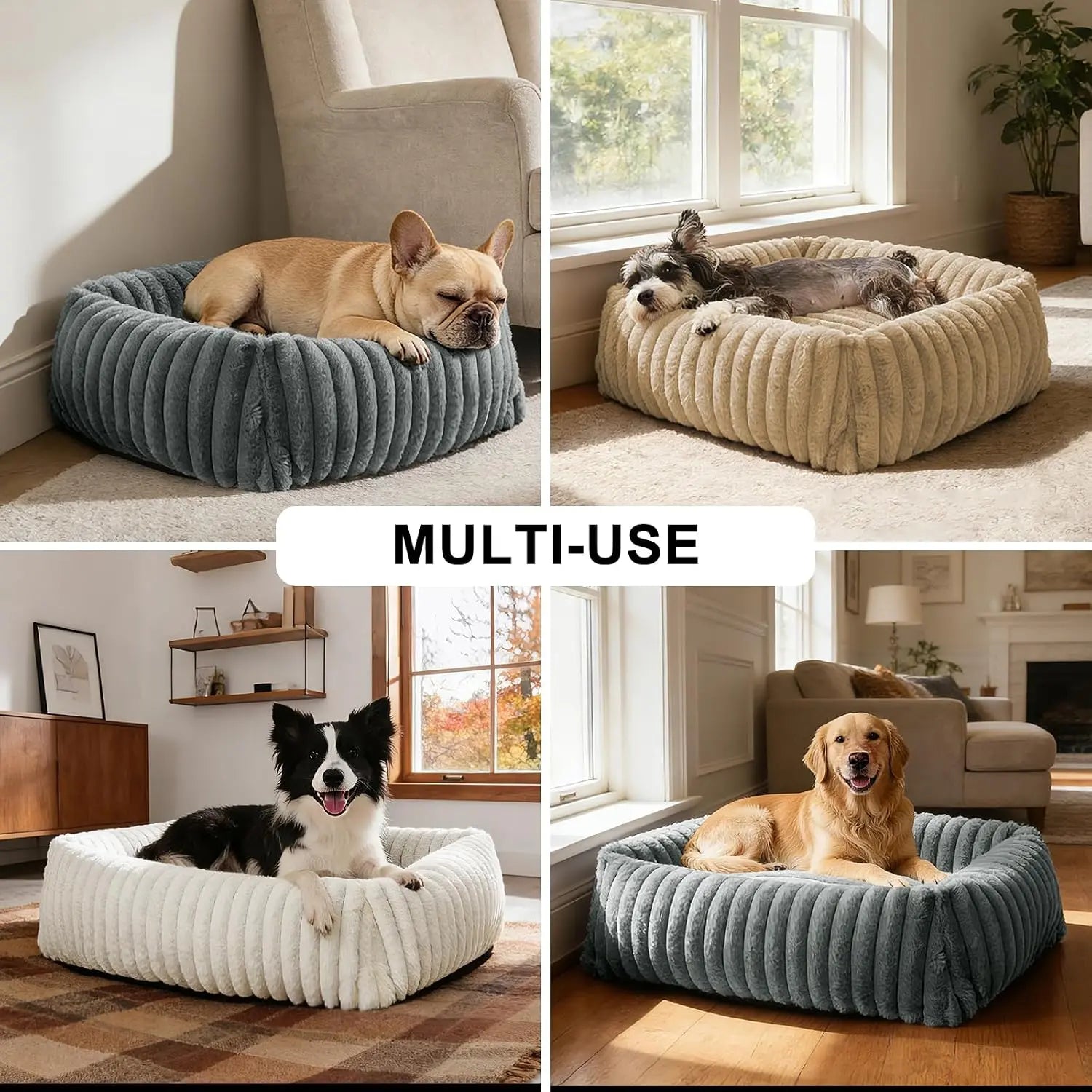 Luxurious Orthopedic Dog Bed for Small Dogs - Washable and Cozy Calming Cuddler with Anti-Slip Base in Grey (20"x19"x6")