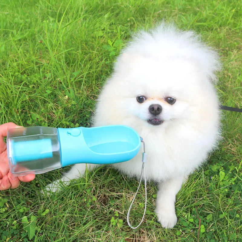 Ultimate 10 oz BPA-Free Portable Dog Water Bottle with 3-in-1 Travel Bowl, Snack Compartment, and Poop Bag Holder - Perfect for Outdoor Adventures with Large Dogs!