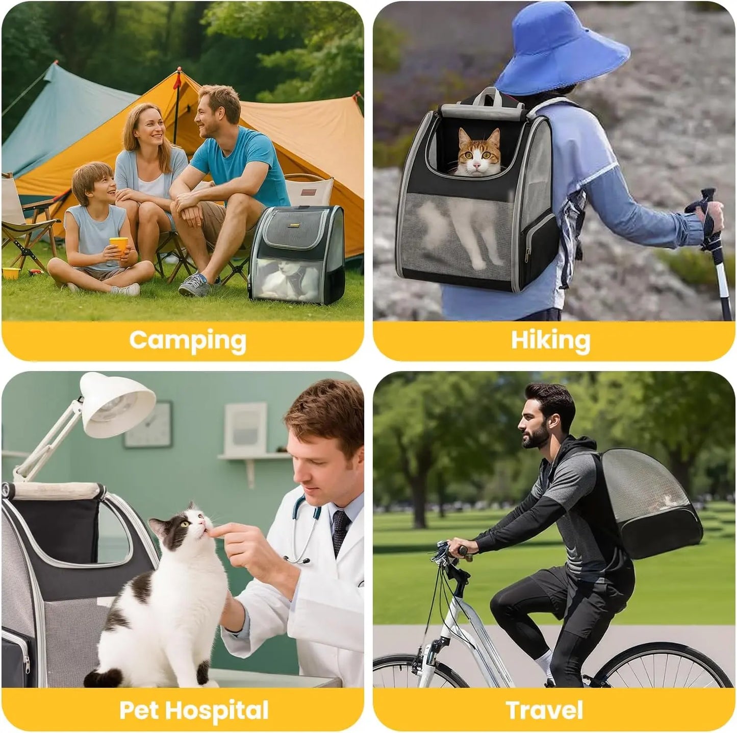 Ultimate Cat & Small Dog Carrier Backpack - Lightweight, Foldable Design with Breathable Mesh Windows for Safe Travel, Hiking & Outdoor Adventures