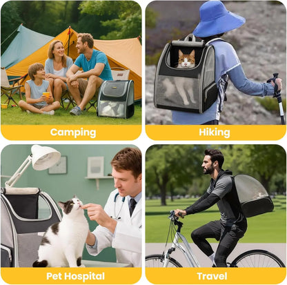 Ultimate Cat & Small Dog Carrier Backpack - Lightweight, Foldable Design with Breathable Mesh Windows for Safe Travel, Hiking & Outdoor Adventures