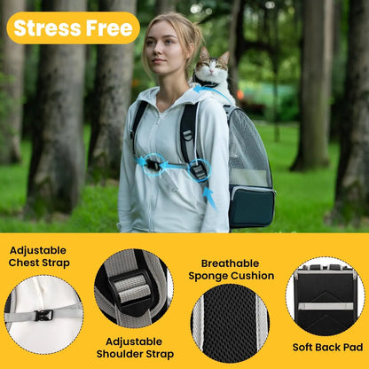 Ultimate Cat & Small Dog Carrier Backpack - Lightweight, Foldable Design with Breathable Mesh Windows for Safe Travel, Hiking & Outdoor Adventures