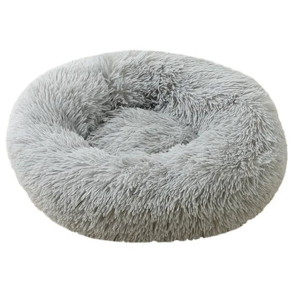 Ultimate Cozy Calming Fluffy Shaggy Donut Pet Bed - Self-Warming Plush Nest for Cats & Dogs with Anti-Slip Design for Maximum Comfort and Anxiety Relief