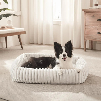 Luxurious Orthopedic Dog Bed for Small Dogs - Washable and Cozy Calming Cuddler with Anti-Slip Base in Grey (20"x19"x6")