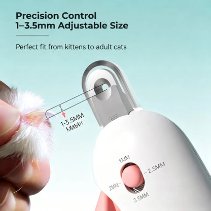 Rechargeable LED Light Pet Nail Grinder Clipper - Professional Dog & Cat Claw Care Tool with Bright Lights, Built-In File, Anti-Cut Paw Protection, 3-Speed Adjustable Electric Trimmer That Trims Nails for Small/Medium/Large Dogs, Kittens