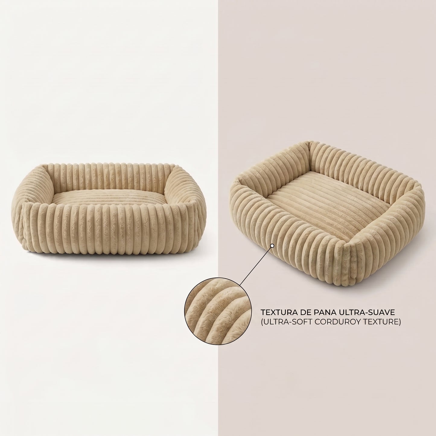 Orthopedic Calming Dog Bed - ultra-soft corduroy texture detail