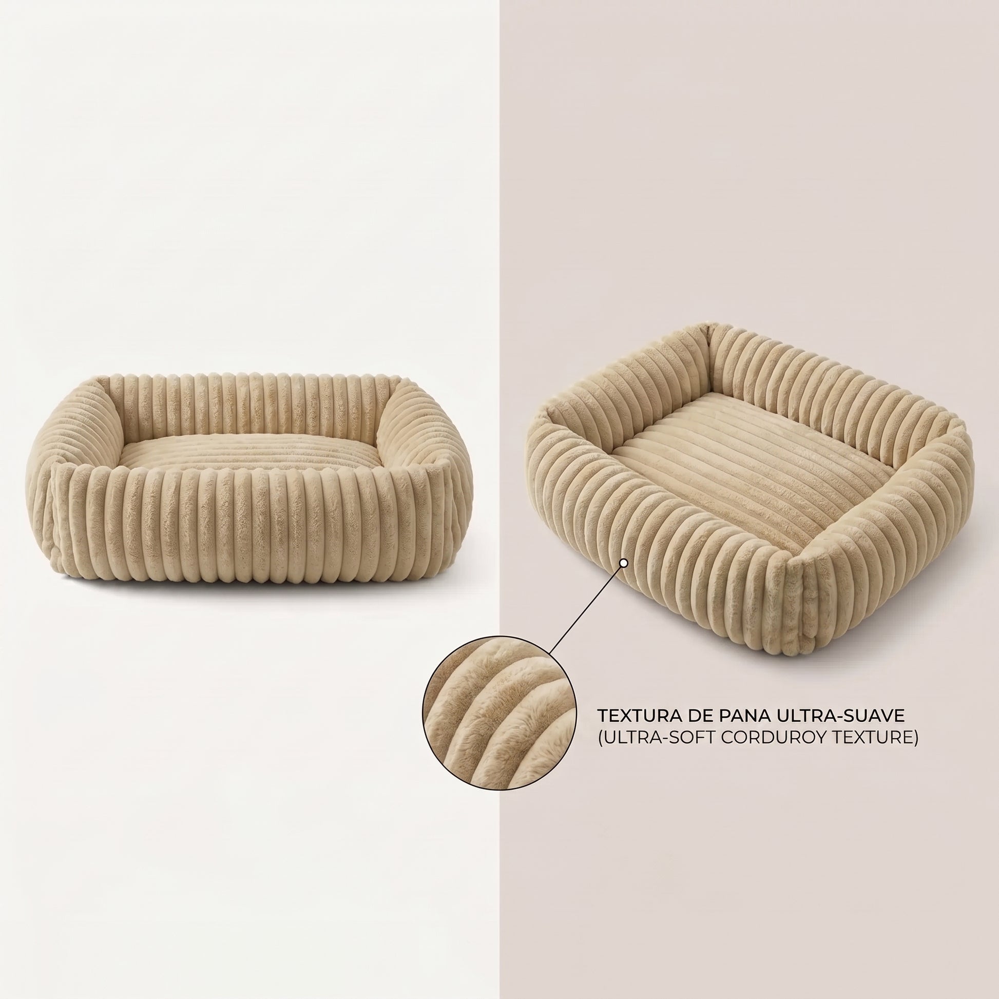 Orthopedic Calming Dog Bed - ultra-soft corduroy texture detail