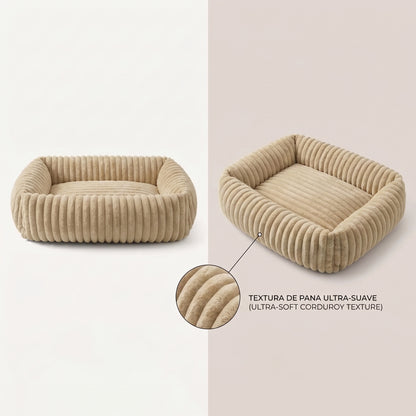 Orthopedic Calming Dog Bed - ultra-soft corduroy texture detail
