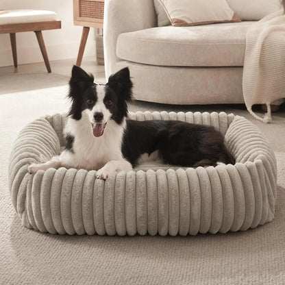Luxurious Orthopedic Dog Bed for Small Dogs - Washable and Cozy Calming Cuddler with Anti-Slip Base in Grey (20"x19"x6")