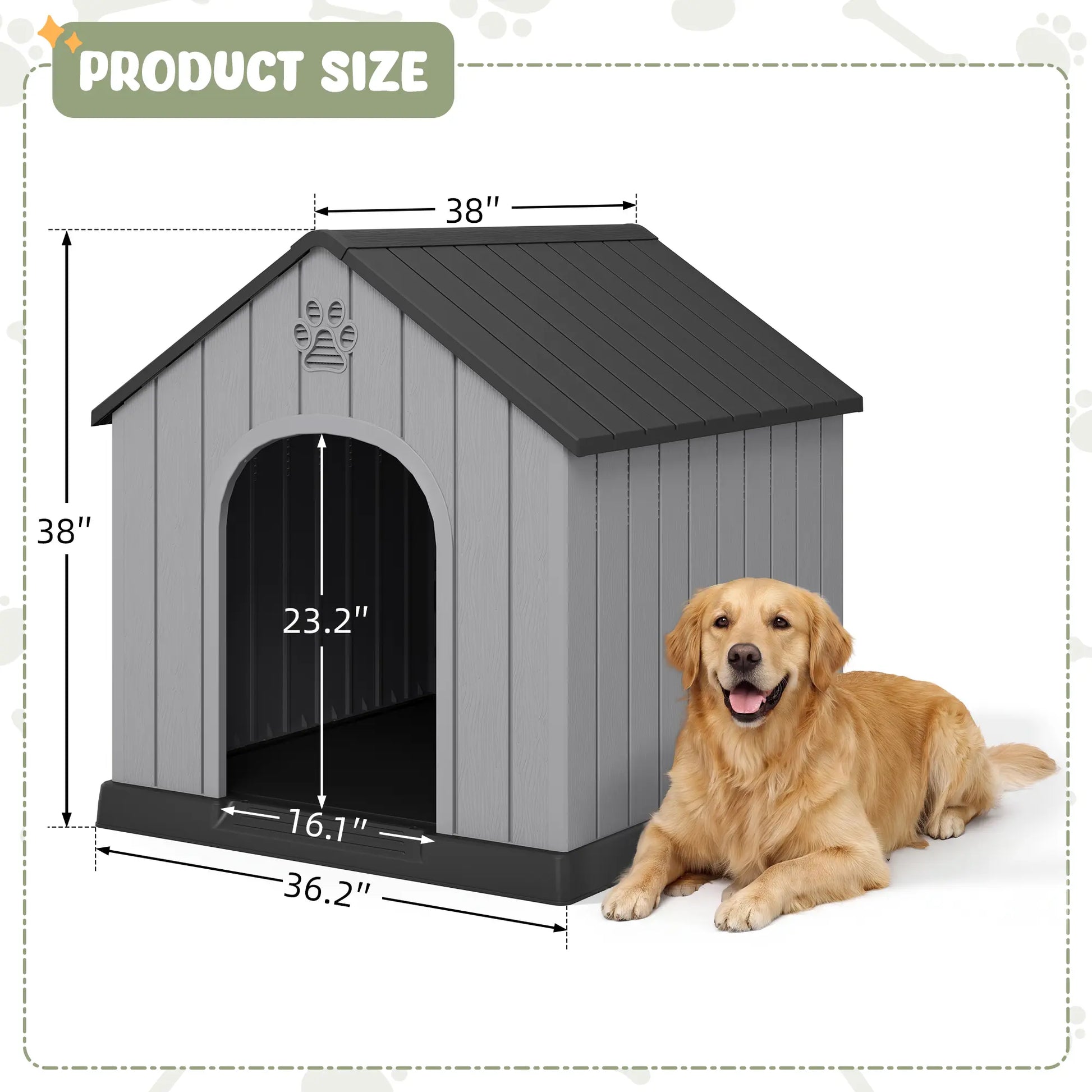 RIWENGO Elevated Waterproof Dog House - Cozy Shelter for Small to Large Dogs, Indoor & Outdoor Use, Easy to Clean & Assemble