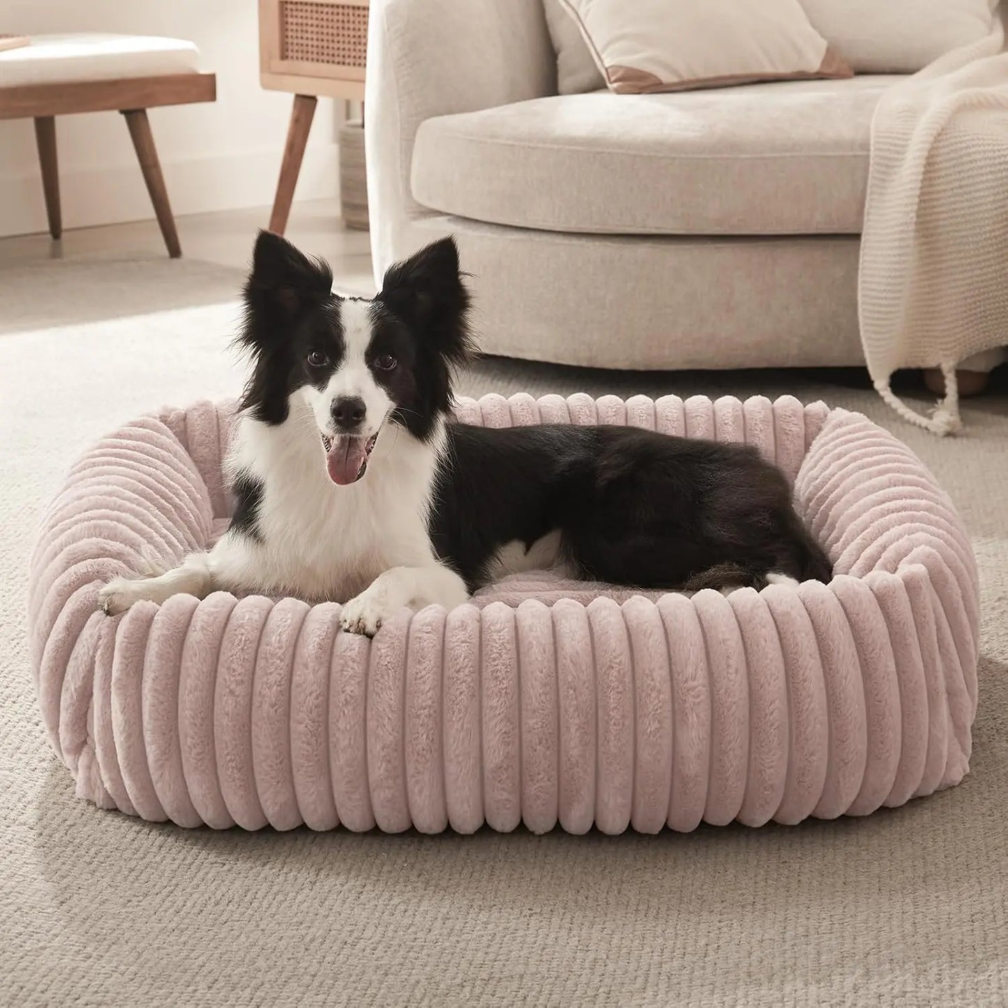 Luxurious Orthopedic Dog Bed for Small Dogs - Washable and Cozy Calming Cuddler with Anti-Slip Base in Grey (20"x19"x6")