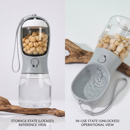 3-in-1 Portable Dog Water Bottle - storage and in-use views